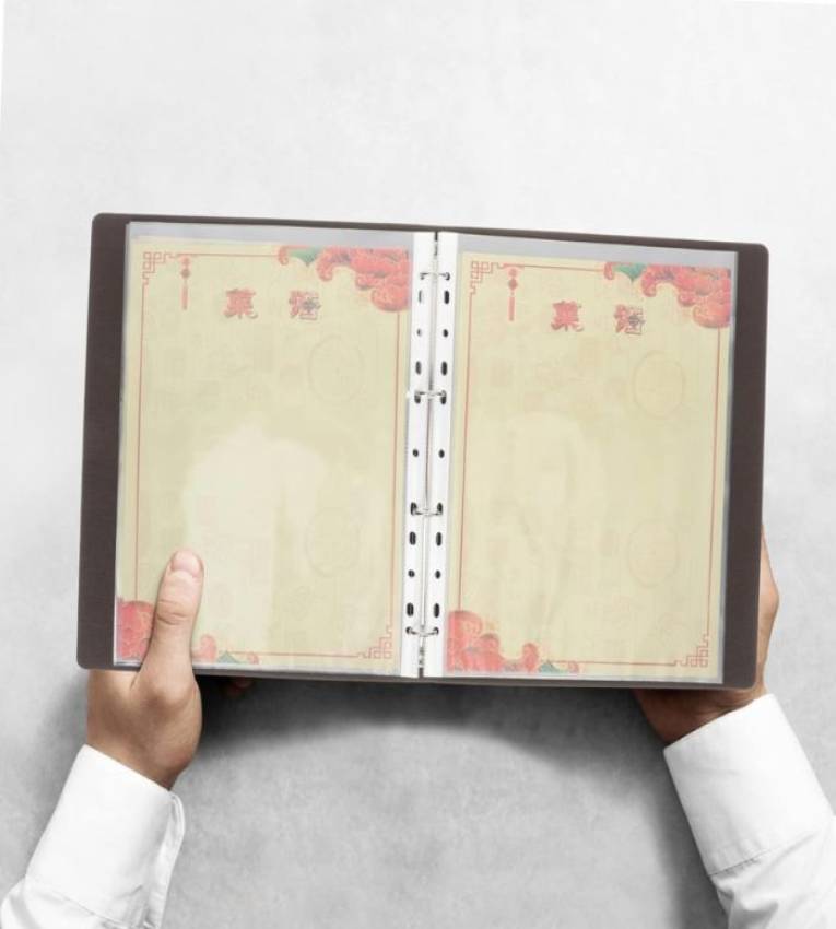 Porte-menu classique en similicuir 18 larges A4